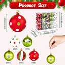 40 Pcs Christmas Balls Ornaments, 2.4 Inch Glittering Red Green White Ball Ornaments for Xmas Decorations, Plastic Striped Dot Hanging Baubles, Christmas Tree Pendants for Party Holiday Home