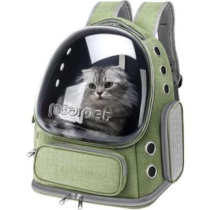 Cat Backpack Carrier, Breathable Cat Bubble Backpack Large Space Cat Carrier Backpack for Kitty Small Dog, Foldable Airline Approved Cat Backpack, Transparent Cat Travel Backpack Up to 20 lbs (Green)