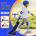 Nattork Kids Scooter for Age 3-8, Toddler Scooter with 4 Adjustable Height for Boys & Girls, Light Up 3-Wheels Foldable Kick Scooter, Lean to Steer, 120LB Weight Capacity