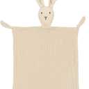 ZIGJOY Bunny Lovey Muslin Cotton Baby Security Blanket Soft Breathable Lovies for Babies Gifts for Newborn Infant Toddler Boys and Girls, Khaki