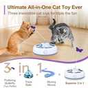 Cat Toys 3 in1 Automatic Interactive Kitten Toy, Moving Ambush Mouse, Fluttering Butterfly, Track Balls, USB Powered, Indoor Exercise Kicker, Mouse Catching Game (Bright White)
