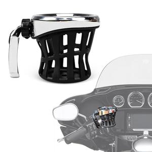 PSLER Motorcycle Drink Cup Holder Handlebar Mount Universal for Dyna Fat Bob Touring Road Glide Street Electra Glide Softail 1996-up Goldwing GL1800 2018-up (Chrome, 85mm)