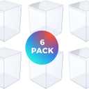 Set of 6 Acrylic Boxes with Lids, 3.44" Square x 4.5" Tall, Made in USA, Clear Display Case for Collectibles, Rocks, Seashells and Crafts Storage & Organization