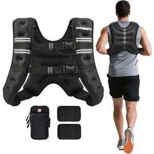 PACEARTH Weighted Vest, 30lb Weight Vest with Reflective Stripe, Body Weight Vests for Women, Men, Weight Loss Workout, Strength Training, Running, Walking, Jogging (Black)