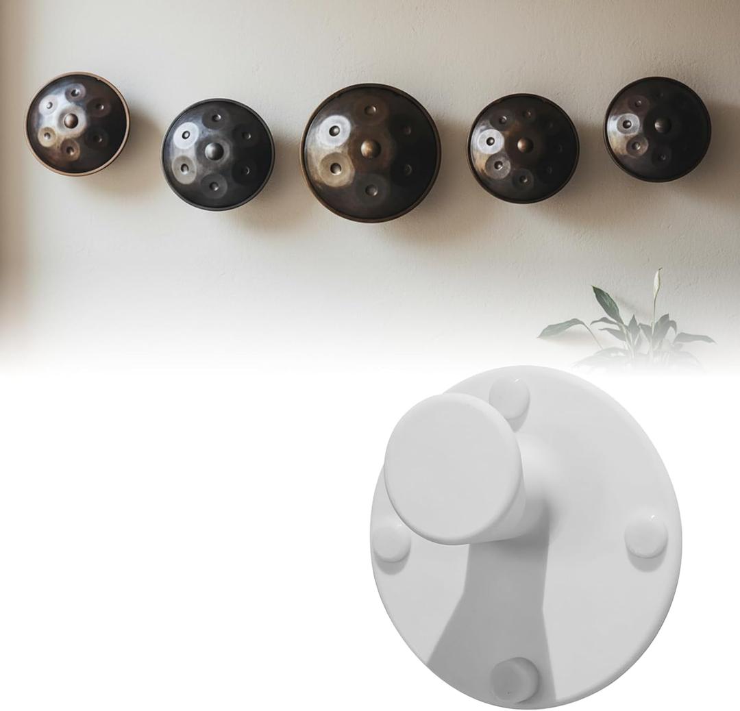 Handpan & Steel Tongue Drum Wall Mount, Premium Hand Drum Holder with Rubber Buffers, Ideal Display & Storage for Percussionists (White)