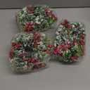 Christmas Candle Ring, 4 Pcs Clear Votive Candles with Red Berry Xmas Candle Ring Wreath for Christmas Table Centerpiece Decoration Party Holiday