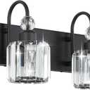 Ralbay Modern Vanity Lights - 2-Light Black Crystal Bathroom Wall Fixtures