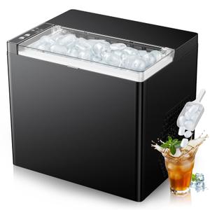 Ice Makers Countertop, 9 Ice Cubes in 6 Mins Portable Ice Maker, 2 Sizes of Bullet Ice (S/L) Small Ice Machine for Home Kitchen Camping (Onyx)