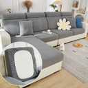 Yoovat Couch Cushion Covers for Sofa Couch Covers Wear-Resistant Universal Sofa Cover Washable Stretch for Sectional Slipcovers (Texture-Gray, Chaise Cover)