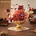 NUPTIO Gold Vases for Centerpieces Wedding: Hammered Brass Compote Vases for Small Flowers Arrangements - Metal Pedestal Bowl for Table Home Decor Set of 2