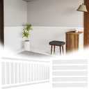 CroBlissful 25.8 sq. ft. Pre-Cut DIY Wainscoting Panels Kit for Bathroom 3D Wall Accents 16 Pack 6''x 39.3'' WPC Beadboard with 3 Pack 31.5'' Baseboard and Waistline Board Oak Textured Wall Decor