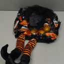 Happy Halloween Wreath for Front Door Decoration with Skeleton Artificial Bone Orange Ornaments Maple Leaf for Party Decor (Halloween Orange)