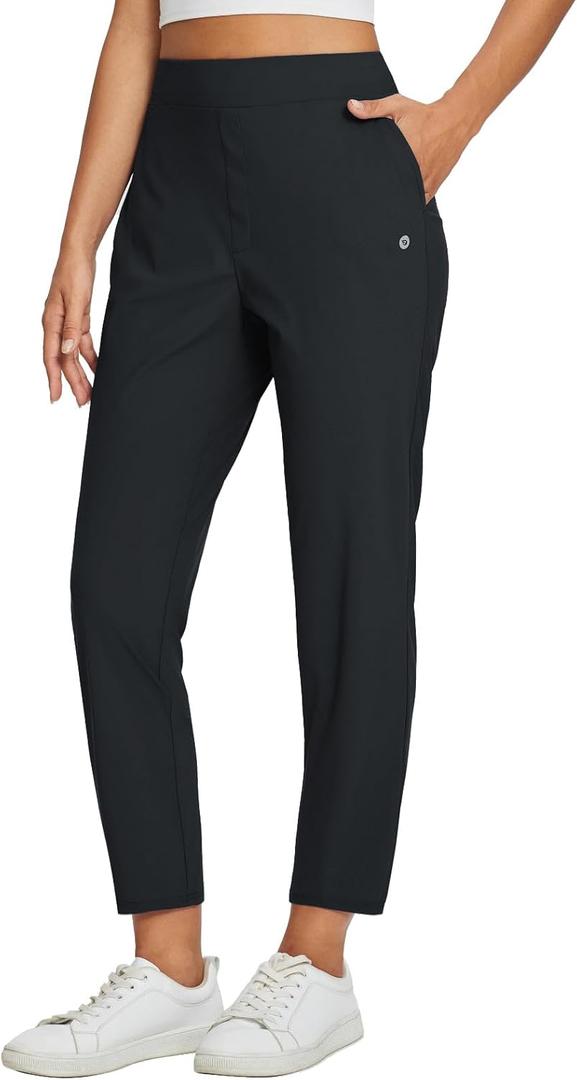 Baleaf Womens Travel Pants Lightweight Stretch with Zipper Pockets Petite Ankle Dressy Golf Work Business Casual Slacks,XL