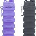 YCTMALL Collapsible Water Bottles Travel water bottle Sports Portable Sport Water Bottle Reusable Water Bottles comes with mountaineering Buckle 500ml silicone Water-proof camping water bottle