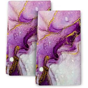 Purple Gold Kitchen Towels Decorative Set,Purple Marble Texture Dish Towels for Kitchen Drying, Absorbent Dish Clothes Set of 2, Decorative Hand Towels Tea Towels for Kitchen Bathroom Bar