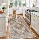 Madane Hallway Runner 3x8, Kitchen Rugs Washable Entryway Rug Vintage Kitchen Runners Non Slip Indoor Area Rug Farmhouse Carpet Runner for Bathroom Living Room Bedroom (3 X 8, Turmeric/Grey)