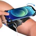 VUP Running Armband 360Rotatable for iPhone 16/15/14/13/Pro Max/Pro/Mini/12/11/SE/Xs/XR/X/8/7/Plus, Fits All 4-6.7 Inch Smartphones, with Key Holder Phone Armband for Running Hiking Biking (Black)