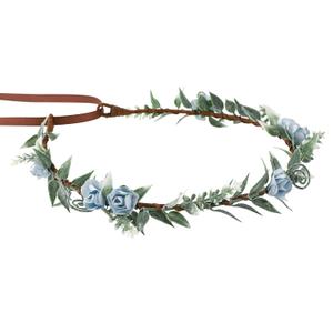 Flower Crowns for Women Girls - Handmade Fairy Wreath Renaissance Garland Bridal Cosplay DIY Halloween Christmas Maternity Shoot Vacation Photography Props Shower Blue Rose