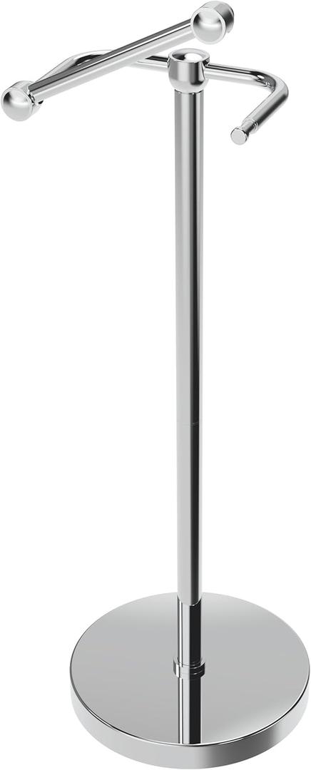 Toilet Paper Holder Stand, Post Pivoting Design Free Standing Toilet Paper Holder, SUS304 Stainless Steel Toilet Paper Roll Holder, Heavy Stable Base (Chrome)
