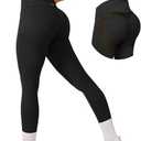 OQQ Women Yoga Leggings High Waisted Tummy Control Butt Lifting Gym Workout No Front Seam Leggings (Large, Black)