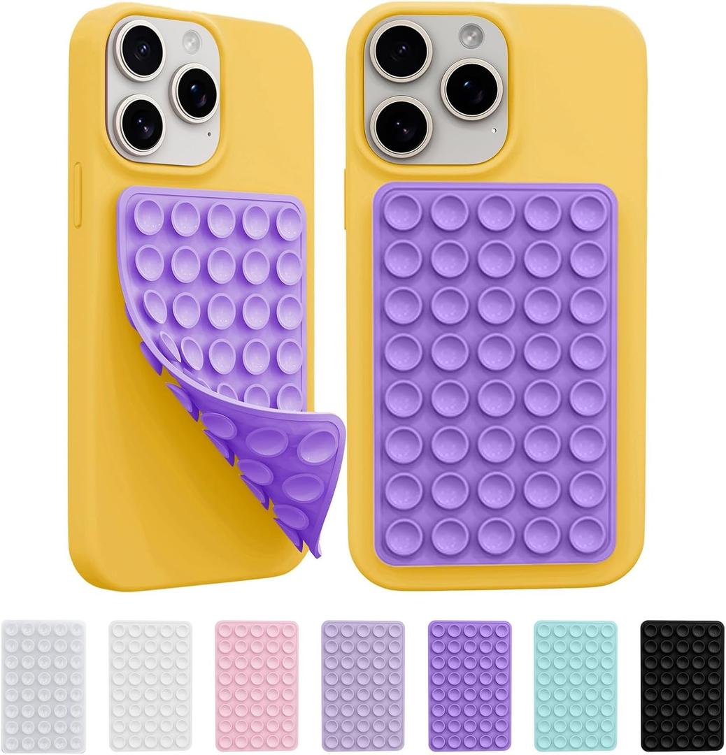 2 Pack Silicone Octo Cup Buddy Sticky Grip Holder for Cellphone, Silicone Suction Cup Phone Case Mount Double Sided, Hands-Free Phone Accessories Strong Grip Holder for Selfie and Video (Dark Purple)