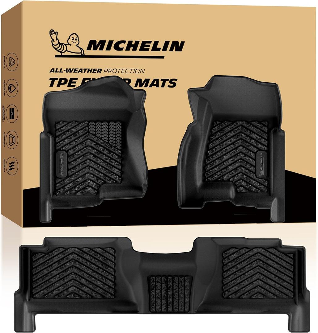 Michelin Vehicle Mats for 1999-2007 Silverado/Sierra 1500/2500/2500HD/3500
Crew Cab, 2007 Fit Classic Body Only, 2000-2006 Suburban/Yukon XL/Escalade ESV, All-Weather TPE Custom Fit Liner, Premier