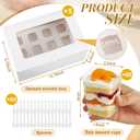 Dessert Shooter Boxes Set Include Transport Boxes Square Mini Dessert Cups Spoons Cupcake Carriers Containers with Windows and Inserts for Bakery Party Supplies(5 oz,Clear,125 Pcs)