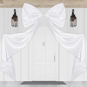 79 x 47 Inches Giant Bow Decoration Extra Large Satin Bow with Long Streamers Coquette Birthday Party Decoration for Fireplace Mirror Wall Tree Arch Wedding Decorations(White)