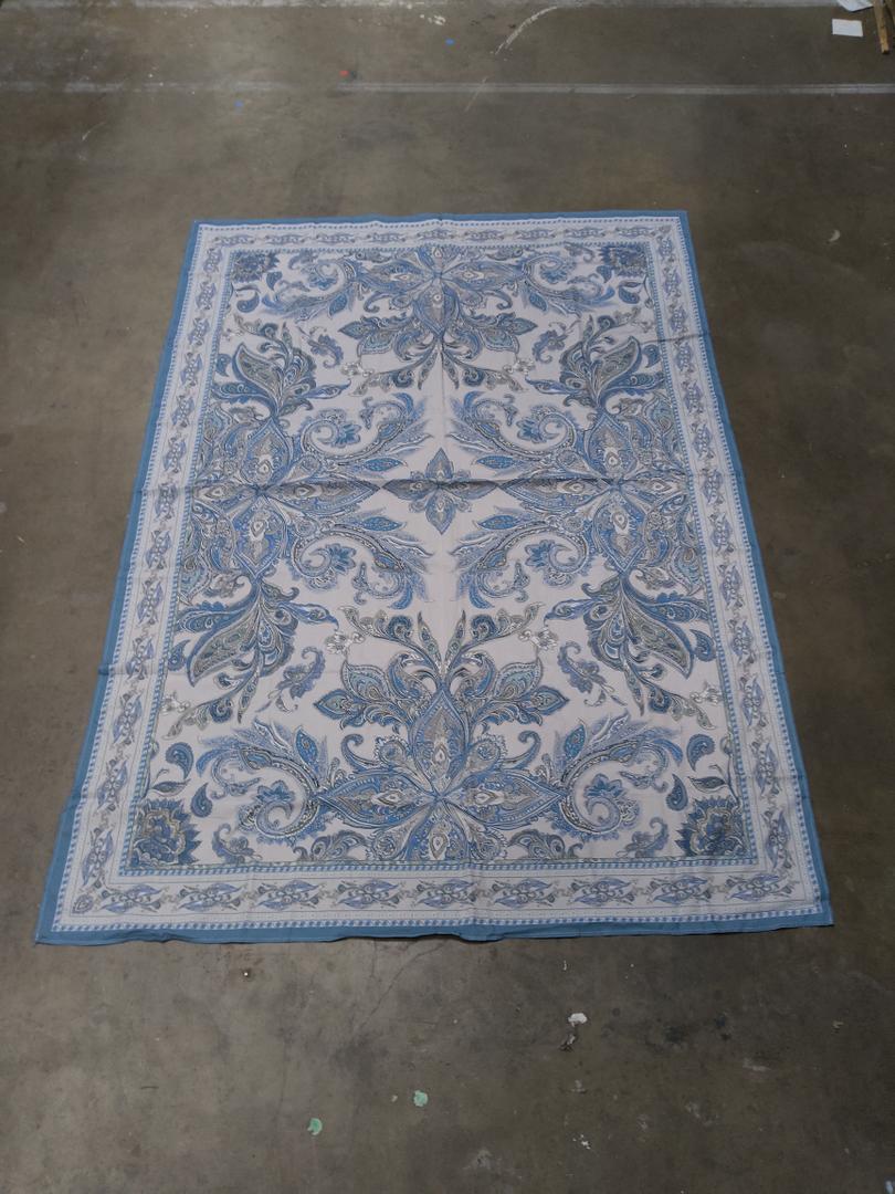 Blue and White Floral Tapestry, 60" x 83"
