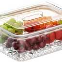 Fruit Ice Serving Tray, Chilled Veggie Tray, Shrimp Cocktail Serving Dish, Appetizer Serving Platter for Parties, Clear Party Platter with Lid and 4 Compartments Keeps Food Cool