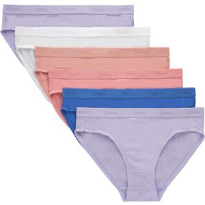 Hanes Girls' Originals Supersoft Bikini Underwear, Modal Rib Panties for Girls, 6-pack, Size 8