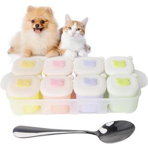 Pet Wet Food Container with Lids for Fridge,8-Pack Farmers Homemade Silicone Dog Food Container with Scoop,1.1oz Each, Keeps Wet Can Food Fresh, Odor-Resistant,Freezer, Microwave & Dishwasher Safe