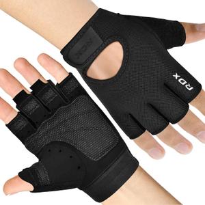 RDX Weight Lifting Gloves Gym Fitness Workout, Anti Slip Palm Protection Half Finger Exercise Glove for Powerlifting Deadlifting Bodybuilding Calisthenics Cycling Rowing Climbing Training, Men Women (Large, Black)