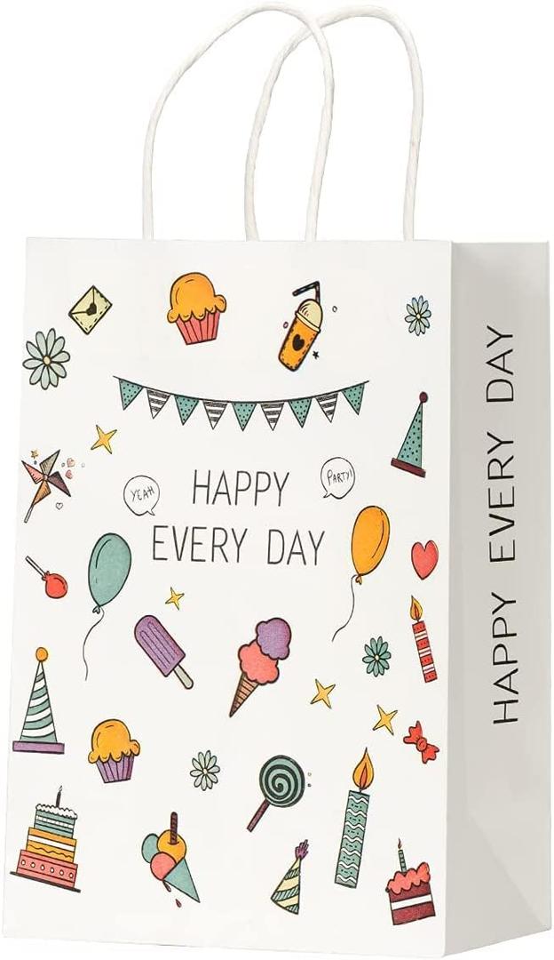 RACETOP Colour Kraft Paper Gift Bags with Handles,Bulk Gift Bags, Shopping Bags, Party Bags,Business Bags, Retail Bags, Merchandise Bags (5.9 * 3.2 * 8.3Inches), Medium