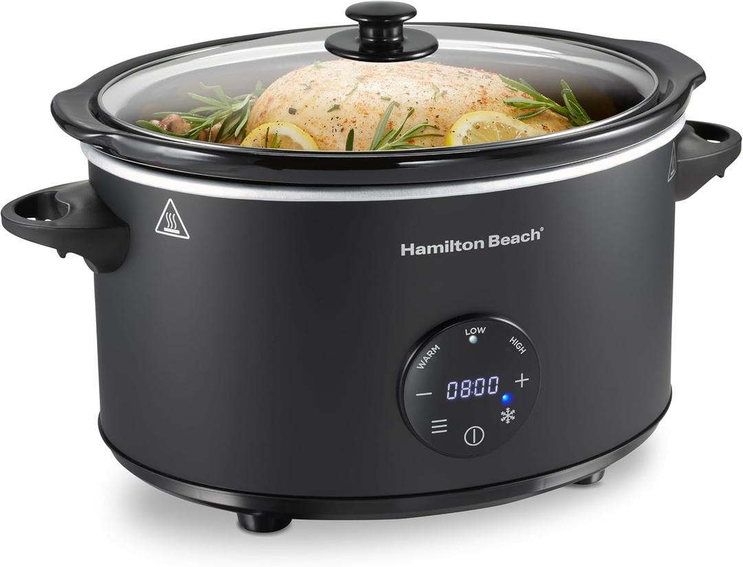 Hamilton Beach 6 Quart Set & Forget Programmable Slow Cooker, Black