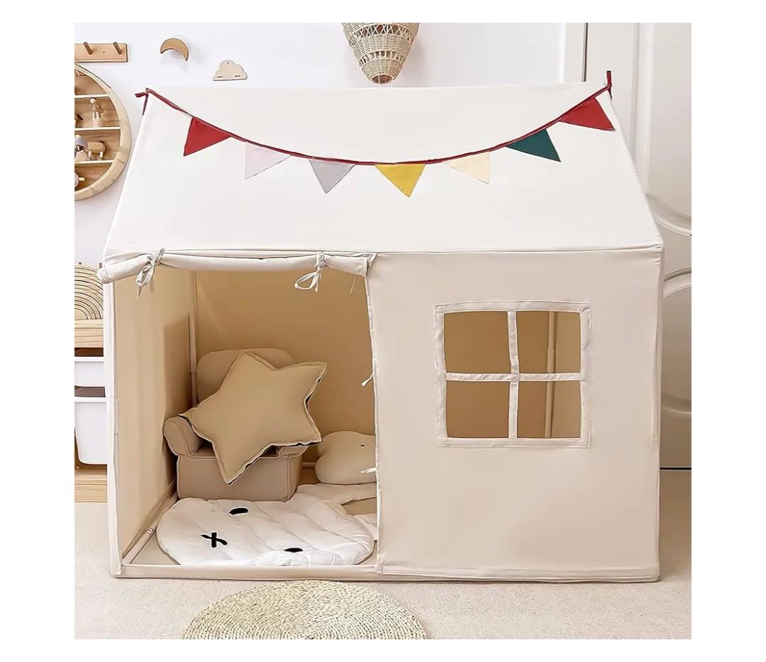 Kids Tent Indoor Playhouse, Kids Play Tent Large Kid Playhouse Toys Toddler Tent Play House with Pennant Banners, Kid Toys for Boy Girl Birthday House Gift