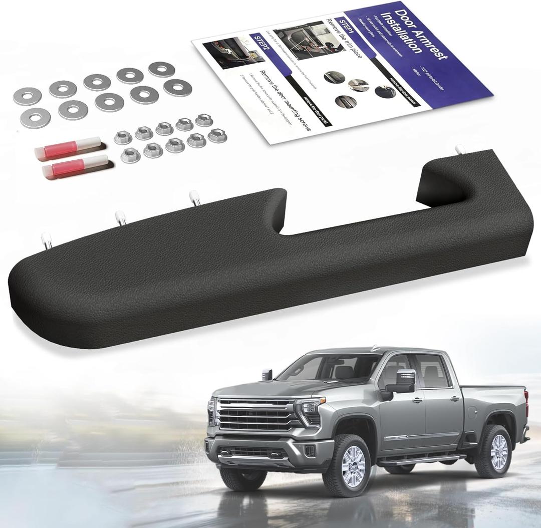 22818465 Front Left Driver Side Armrest Repair Kit with Metal Bracket, Compatible with Chevy Silverado/GMC Sierra 1500 2500HD 3500HD 2010-2014, Fit Door Panel with Handle Below Armrest, Black