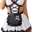 Avidlove Sexy Lingerie for Women Cosplay Costumes Lingerie Set Lace Maid Outfit (XL, White)