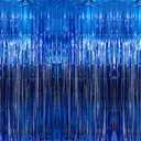 GOER 3.2 ft x 9.8 ft Metallic Tinsel Foil Fringe Curtains Party Photo Backdrop Party Streamers for Birthday,Graduation,New Year Eve Decorations Wedding Decor (Navy Blue,1 Pack)
