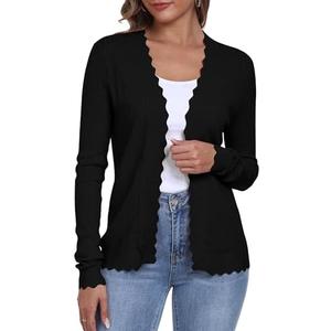 COSSEN Women's Open Front Cardigans Long Sleeve Summer Trendy Lightweight Crochet Knit Sweater L