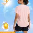 baleaf Womens Sun Shirt Short Sleeve Lightweight Quick Dry UPF 50+ V Neck Loose Fit Workout Top Running Hiking Travel (Pink, S)