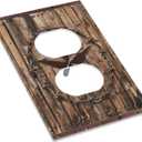 Outlet Covers Rustic Star Western Cowboy Wood 1 Gang Duplex Light Switch Cover Plate Decorative Wall Plates Electrical Switchplate Receptacle for Farmhouse Home Decor2 Pack