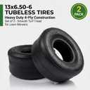13x6.50-6 Heavy Duty Lawn Mower Tire, Zero Turn Tubeless Tire, 570 lbs Load Capacity, Metal Construction, Smooth Turf Design