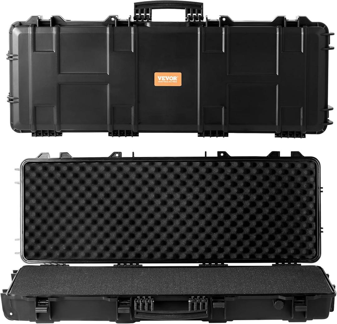 VEVOR Rifle Case, Rifle Hard Case with 4 Layers Fully-protective Foams, Lockable Hard Gun Case with Wheels, IP67 Waterproof & Crushproof, for Rifles or Shotguns, 42 inch
