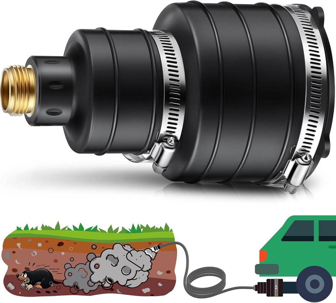 Qualirey 1 Pack Pest Control Exhaust Pipe Attachment Transport Exhaust from Car to Underground for Killing Outdoor Rodents Such as Moles, Gophers (FIT for Pipe in 2"-2.4"/ 3"-3.5" Diameter) (Black)