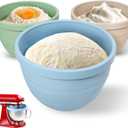 Forenee Collapsible Silicone Liners for KitchenAid Tilt-Head 5 Qt Mixers, 3-Pack Bowl Insert Aid Set with Lids, No More Mixer Bowls Needed for Easy Baking (Blue,Green,Beige)