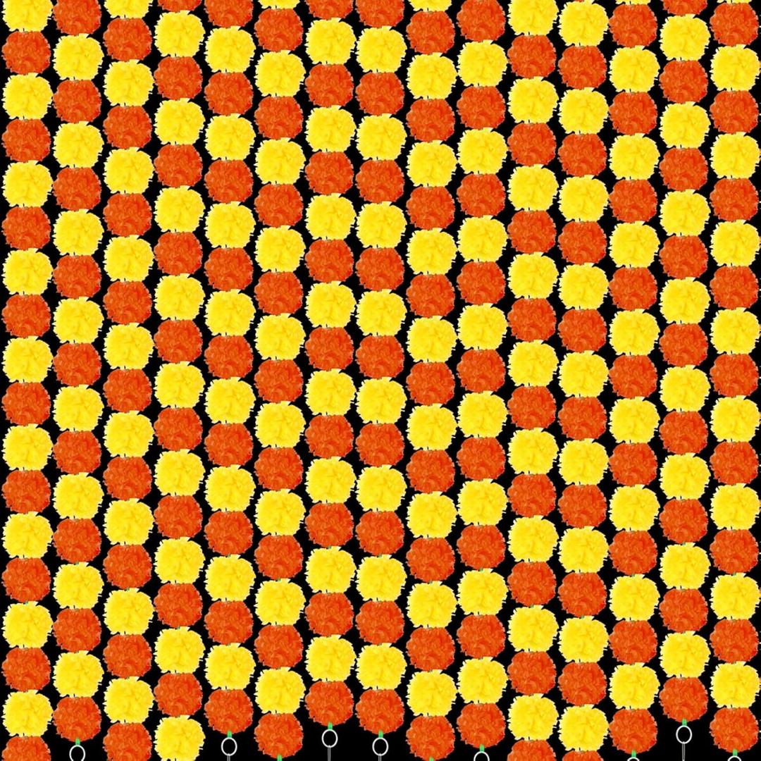 12pcs Marigold Garland with Pendant for Decoration 5 Ft Artificial Marigold Flowers Orange Yellow Diwali Decorations Indian Garland Decor for Pooja, Diwali, Rangoli, Wedding (Tea Light)