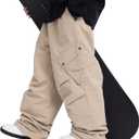 SNOWVERB Baggy Cargo Snowboard Pants Waterproof Ski Pants Loose Fit Streetwear Snow Pants Warm Winter Snow Pants Men Women (Khaki)
