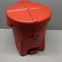 Eagle 6 Gallon Biohazard Trash Can with Foot-Operated Self-Closing Lid, 16.5" x 13.5" x 16", Made in The USA from High-Density Polyethylene, Red, 943BIO