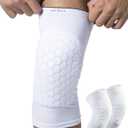 HiRui Knee Pads for Kids Youth Adult, Basketball Baseball Knee Brace Knee Support, Collision Avoidance Kneepad Compression Knee Sleeve for Volleyball Football Cycling Running-1Pair (White, XS), X-Small